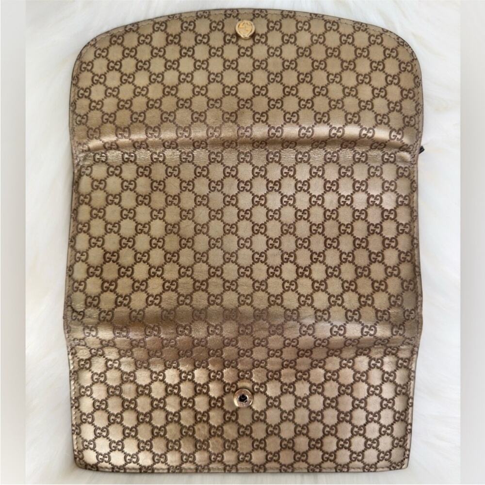 Gucci Metallic Leather Microguccisima Trifold Long Wallet - Picture 9 of 10